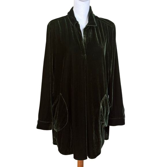 North Style Tops - North Style forest green velvet tunic, oversized, lagenlook, art to wear